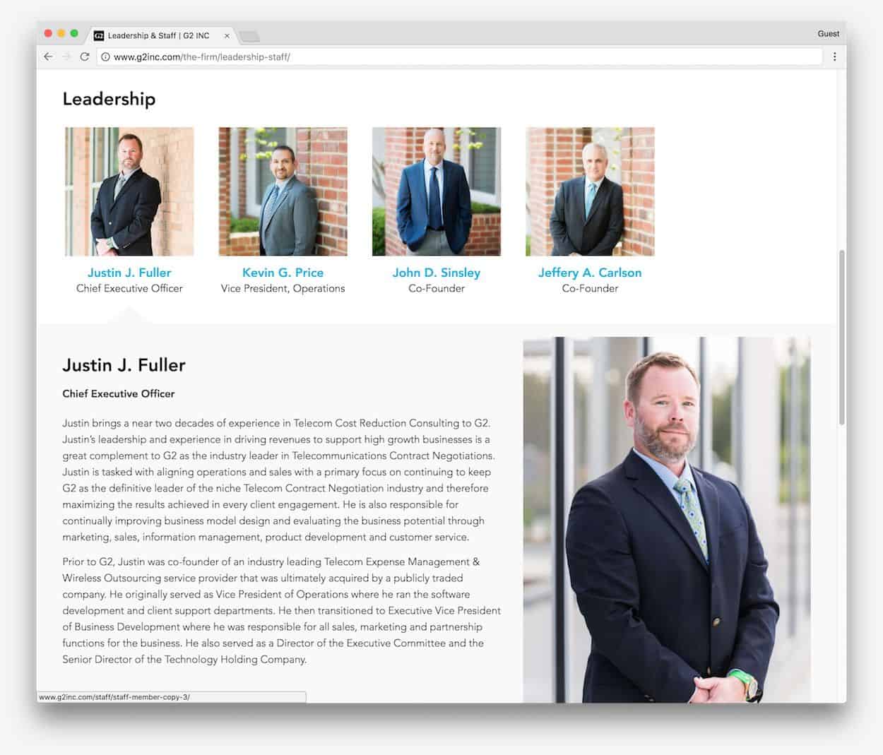 consulting firm leadership page