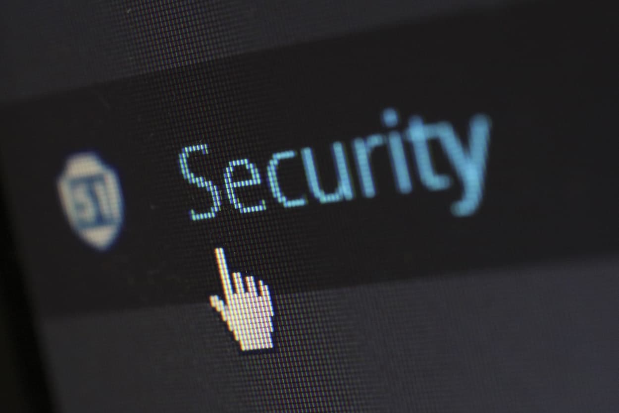 Photo of the word security on a computer screen which is an added benefit of custom website design